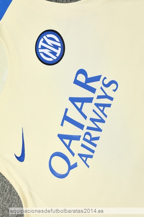 Nuevo Entrenamiento Sin Mangas Conjunto Completo Inter Milan 24/25 Amarillo Gris Baratas